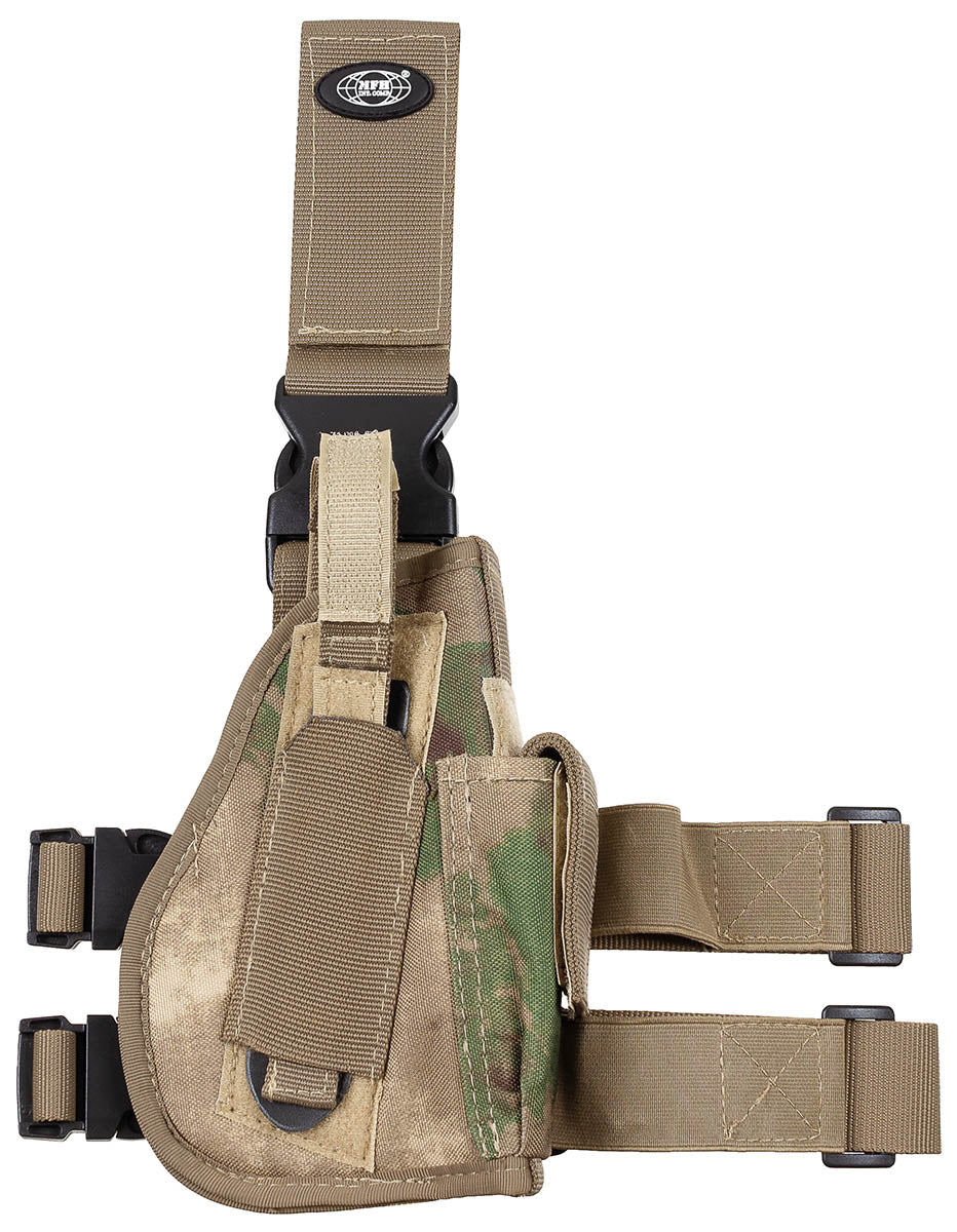 Holster de cuisse MFH pour droitier à deux sangles et porte-chargeur latéral
