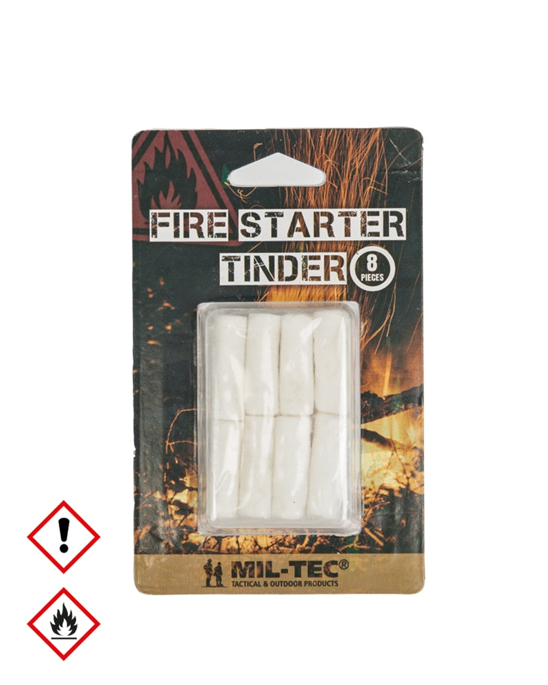 Allume-feu Mil-Tec en coton et cire, 8 pièces de 3 minutes avec pochette étanche