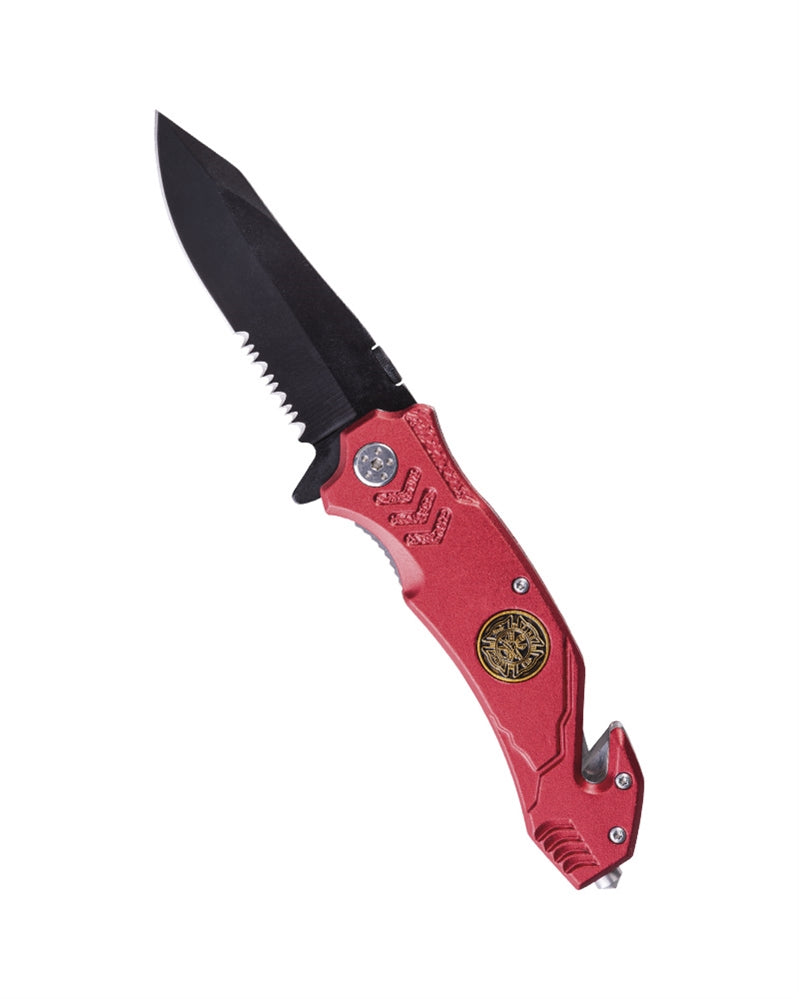 Couteau pliant de secours Mil-Tec Fire Brigade lame 440A de 8,3 cm avec brise-vitre