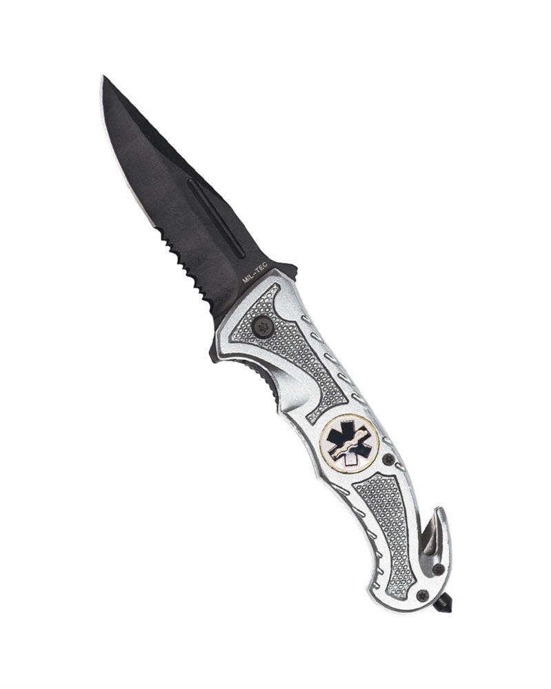 Couteau pliant de secours Mil-Tec Rescue lame 420 de 8,5 cm coupe-sangle et brise-vitre
