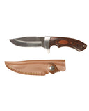 Couteau à lame fixe Mil-Tec manche en bois Pakka lame inox 10,5 cm avec étui en cuir