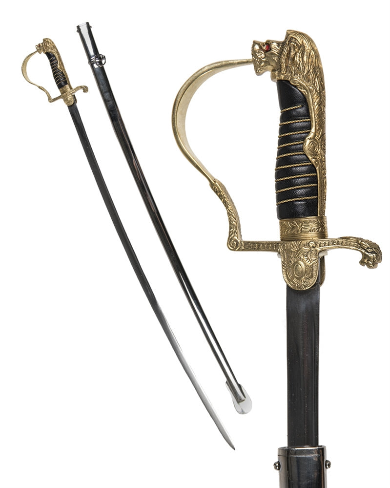 Sabre prussien à tête de lion Mil-Tec reproduction acier au carbone 97 cm avec fourreau