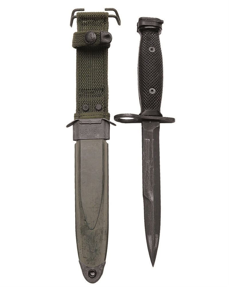 Baïonnette type US M7 Mil-Tec lame acier 17 cm poignée bakélite avec fourreau M8A1