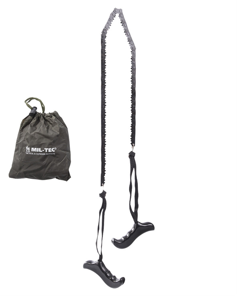 Scie à chaîne Mil-Tec 73 cm en acier 200 g avec poignées moulées et sac de transport