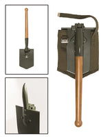 Pelle pliable type BW Mil-Tec avec pioche manche en bois 63 cm 1420 g et housse coton