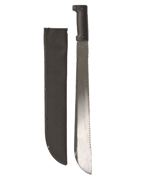 Machette à dos scie Mil-Tec en acier au carbone lame 46 cm 460 g avec fourreau