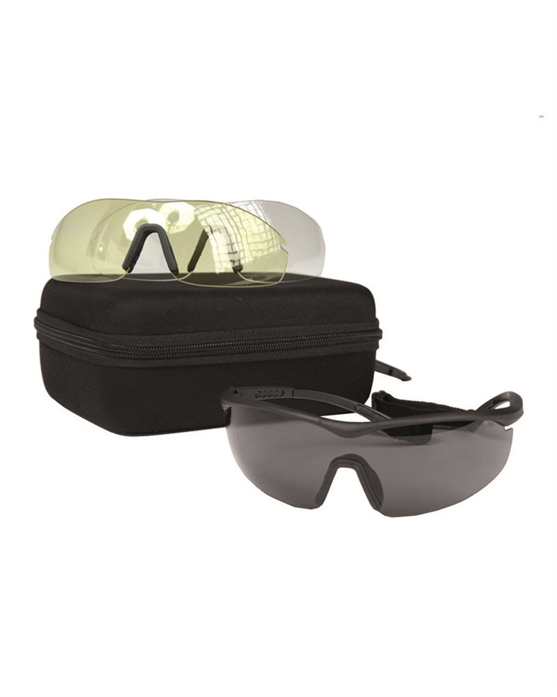 Lunettes de protection sport Mil-Tec norme EN 166 avec deux écrans interchangeables et étui