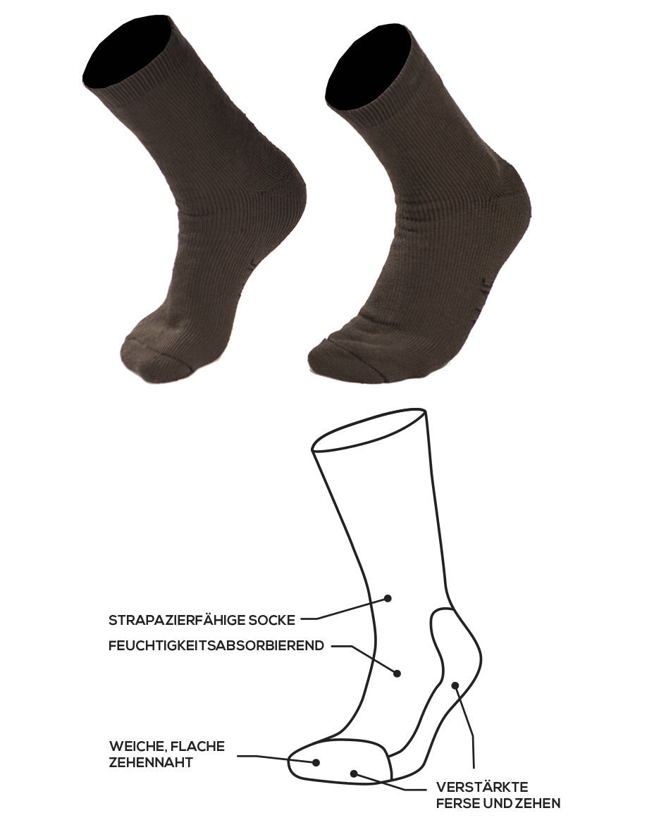 Chaussettes Mil-Tec Nature en viscose de bambou talon et pointe renforcés
