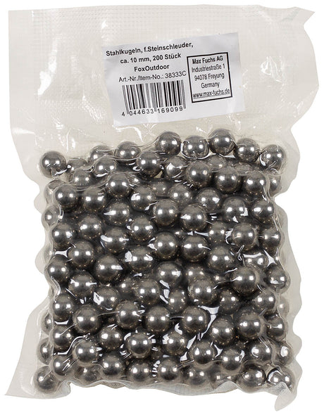 Billes en acier Fox Outdoor pour lance-pierre lot de 200 en 8 mm et 10 mm