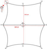 Bâche MFH Hexagon-Tarp 340 x 310 cm colonne d'eau 3000 mm avec 8 piquets