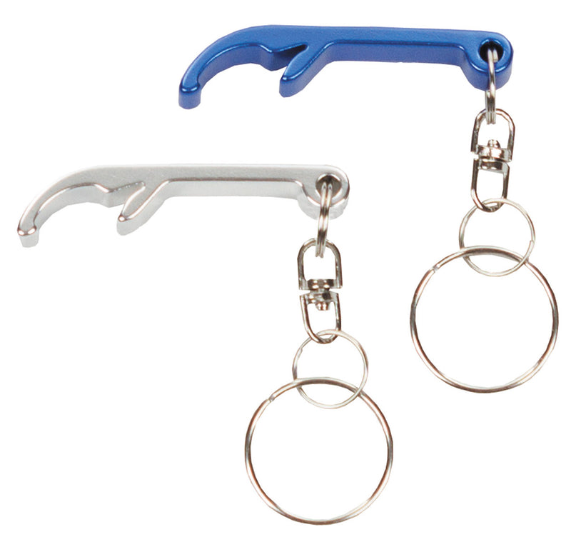 Porte-clés décapsuleur MFH en aluminium 11 cm avec anneau à maillon tournant