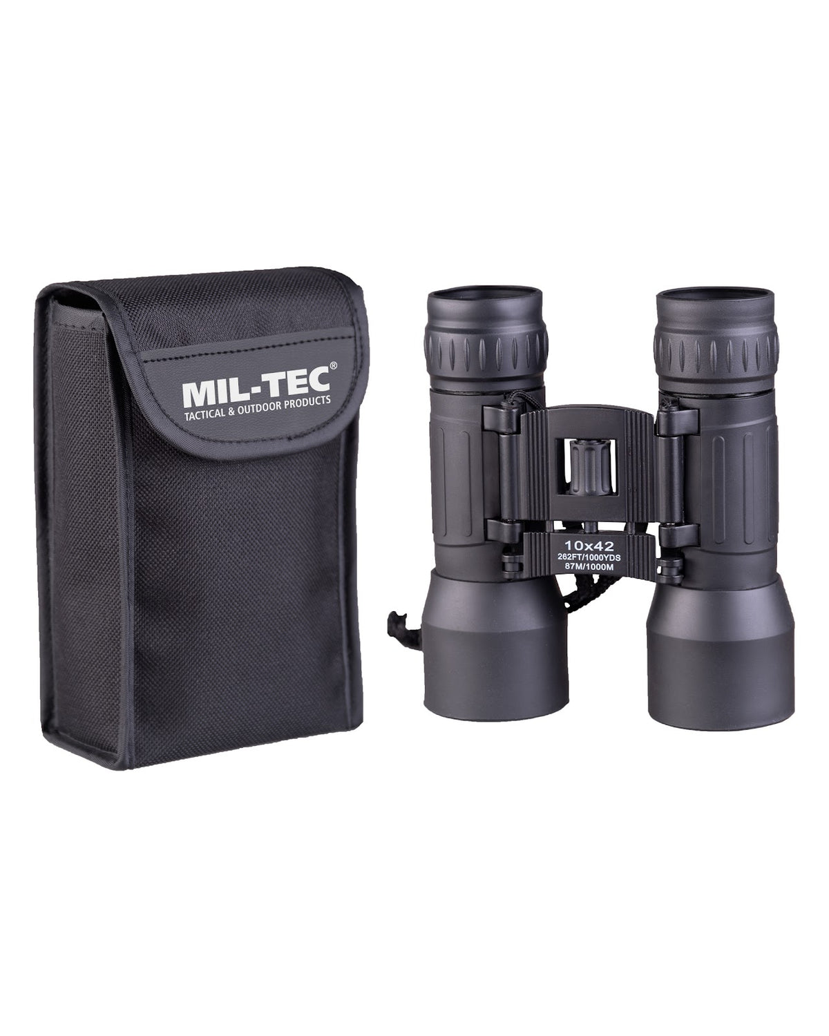 Jumelles pliantes Mil-Tec 10x42 objectif 42 mm 457 g avec étui nylon et sangle de portage