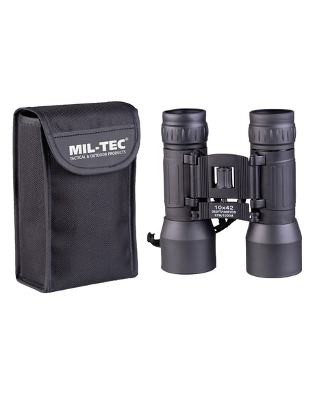 Jumelles pliantes Mil-Tec 10x42 objectif 42 mm 457 g avec étui nylon et sangle de portage