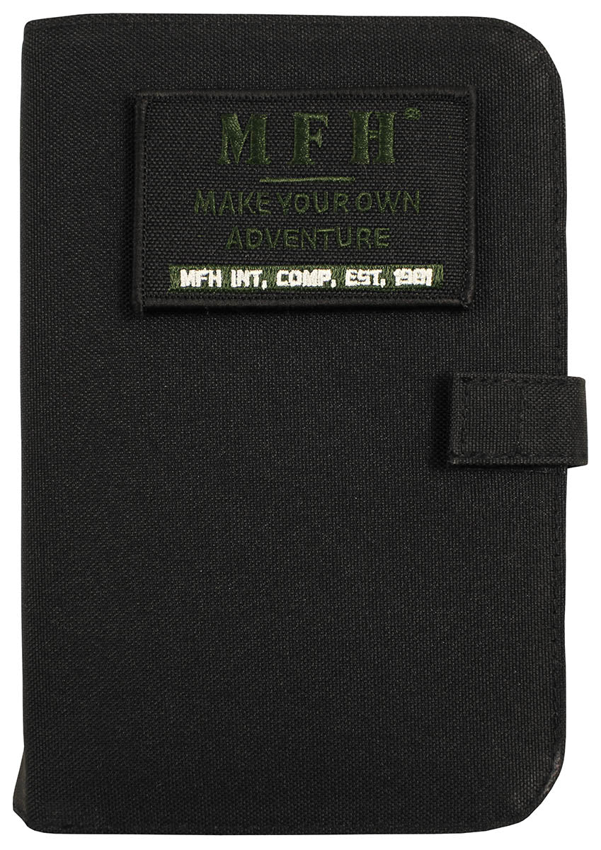 Organiseur A6 MFH 14 x 20 cm avec bloc de feuilles, porte-anneaux et écusson amovible