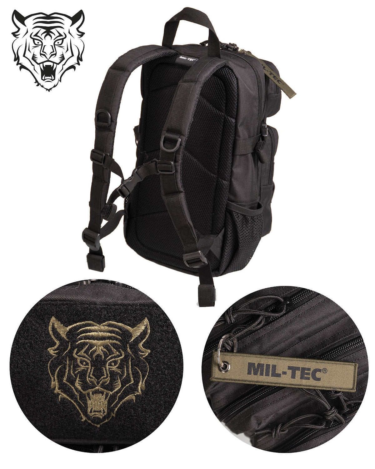 Sac à dos d'assaut type US Mil-Tec pour enfant 14 litres en polyester 600D enduit