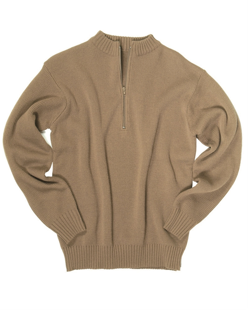 Pull type armée suisse Mil-Tec en polyacrylique col rond à fermeture à glissière profonde