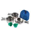 Kit popote Mil-Tec 2 personnes en acier inoxydable poêle 2 casseroles et 2 gobelets