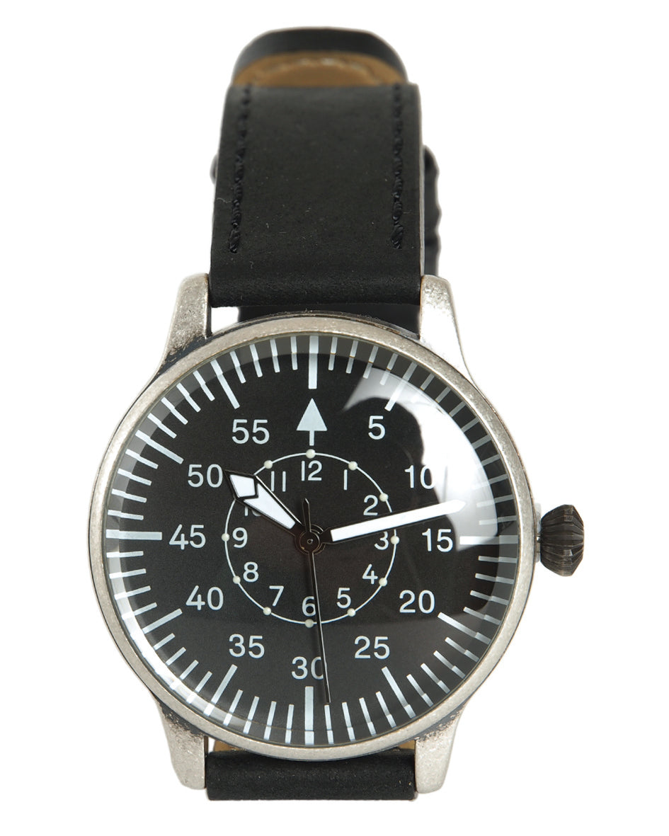 Montre d'aviateur Mil-Tec Retro boîtier laiton bracelet cuir aiguilles fluorescentes