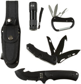 Ensemble couteau de survie MFH lame 10 cm avec couteau pliant scie et lampe