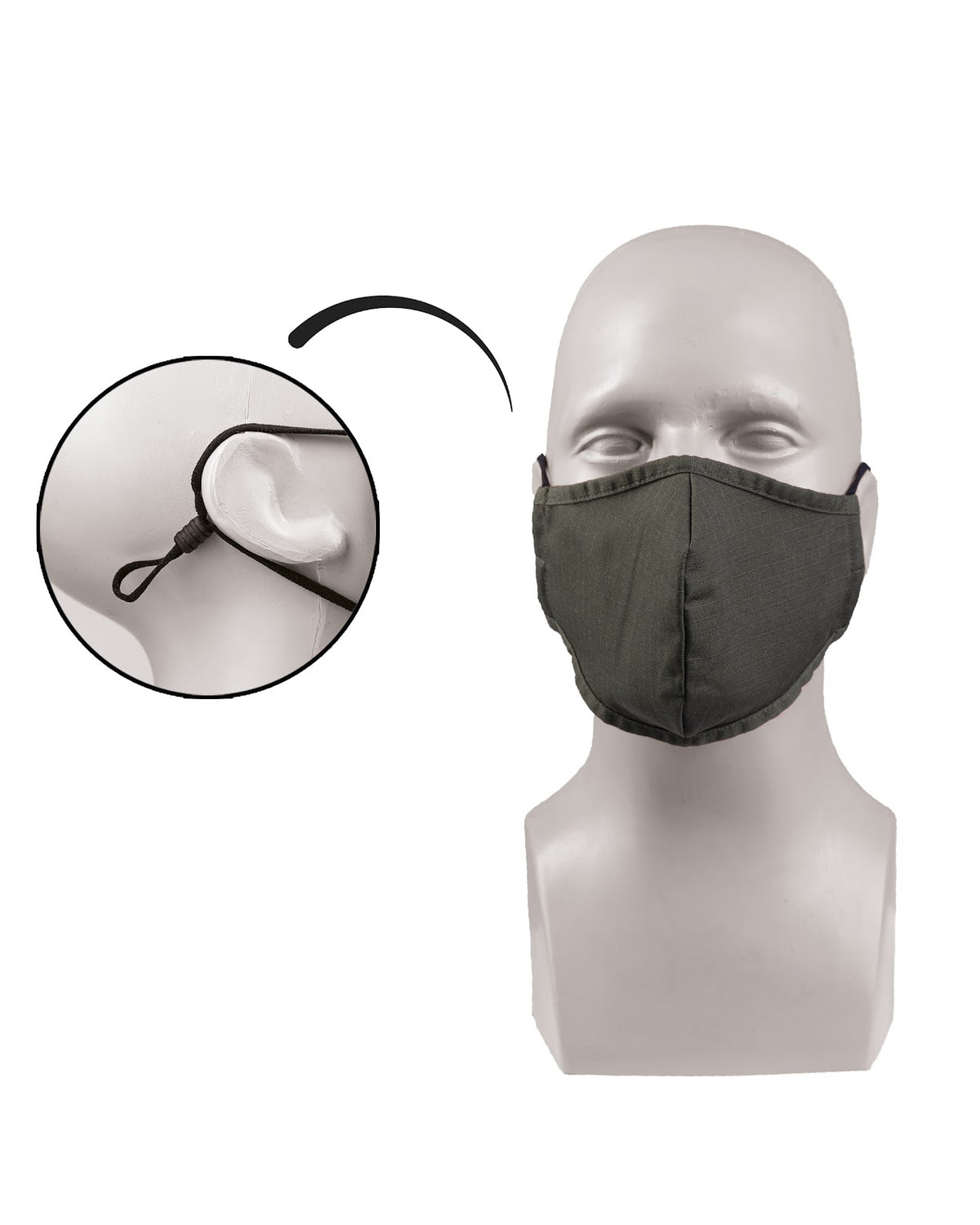 Masque tissu Mil-Tec en polycoton Ripstop doublé coton cordon de réglage lavable à 60 °C