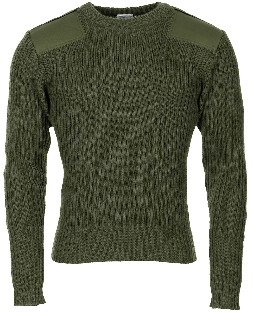 Pull commando britannique tout laine en laine à pattes d'épaule, surplus d'occasion, lot de 5