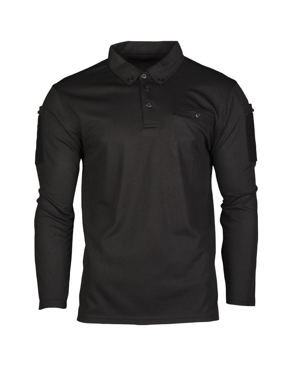 Polo tactique manches longues Mil-Tec en polyester à séchage rapide avec poches de bras