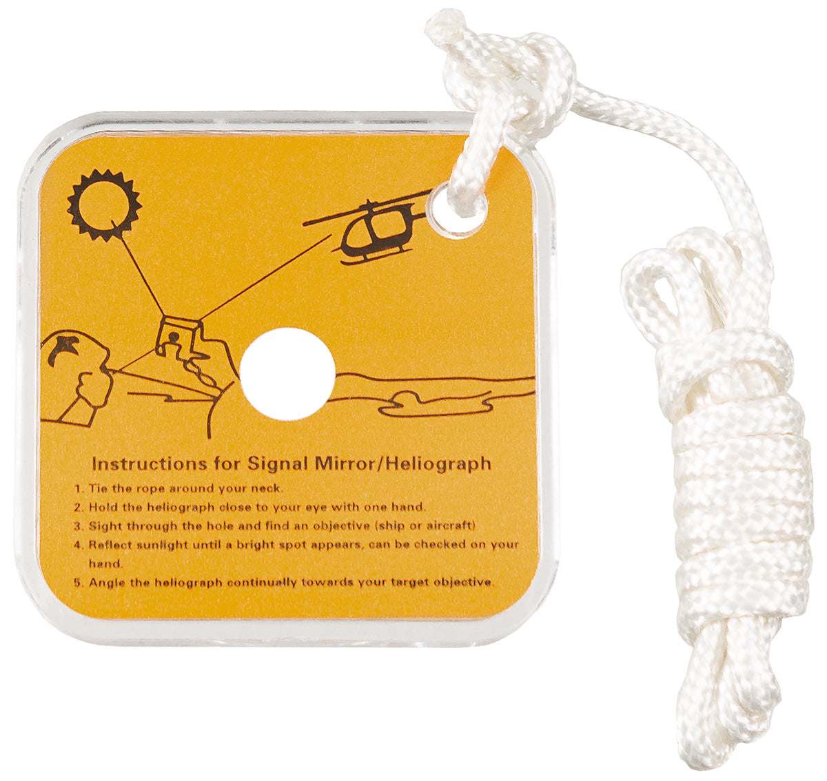 Miroir de signalisation MFH Survival 5,5 × 5,5 cm en polyacrylique avec cordon