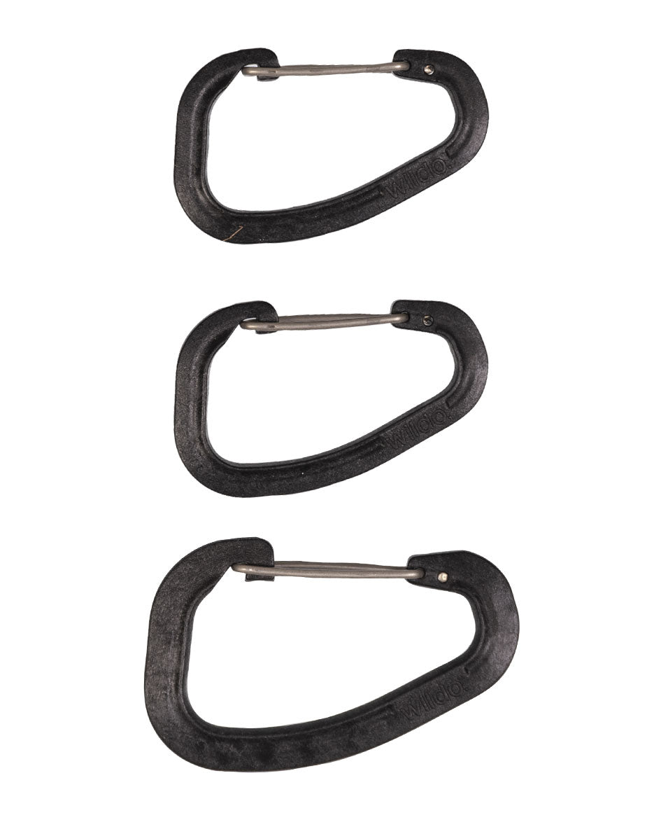 Lot de 3 mousquetons d'accessoire Wildo en polyoxyméthylène charges 35 et 50 kg