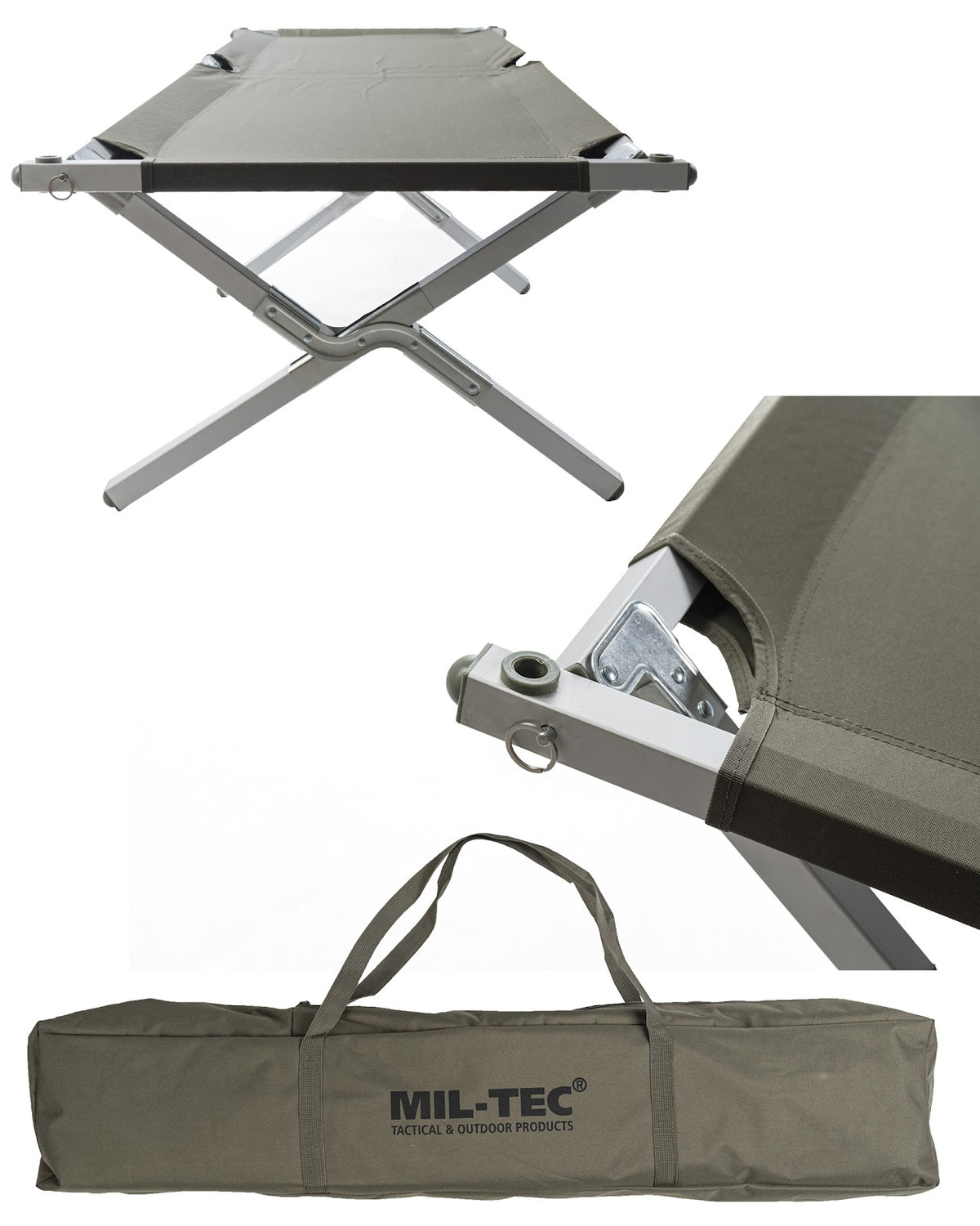 Lit picot type US Mil-Tec Gen. II cadre aluminium 210 x 70 cm charge 250 kg