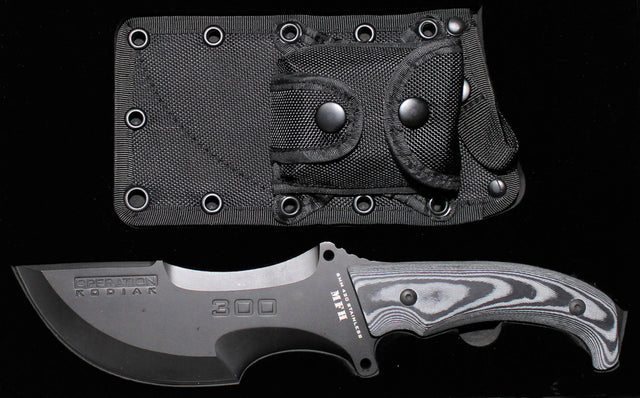 Couteau à lame fixe Operation Kodiak MFH manche Micarta lame courbe 17 cm 6 mm