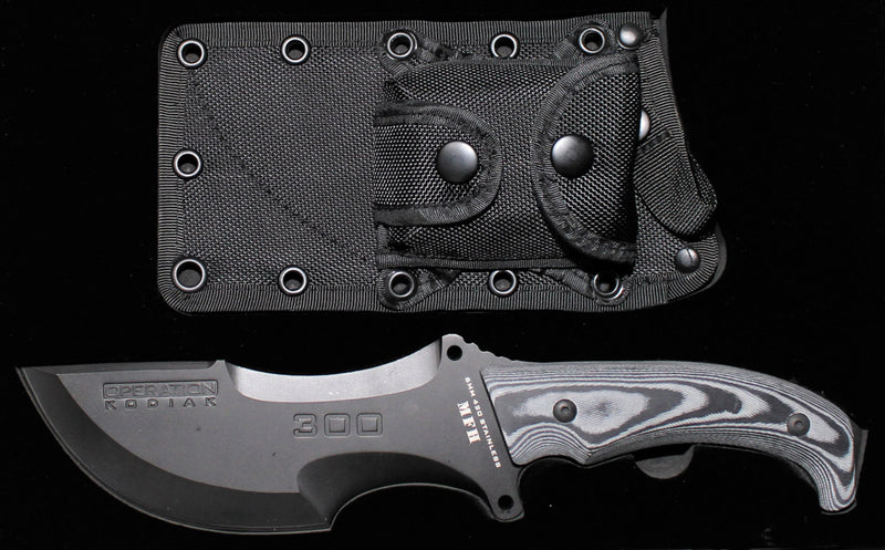 Couteau à lame fixe Operation Kodiak MFH manche Micarta lame courbe 17 cm 6 mm