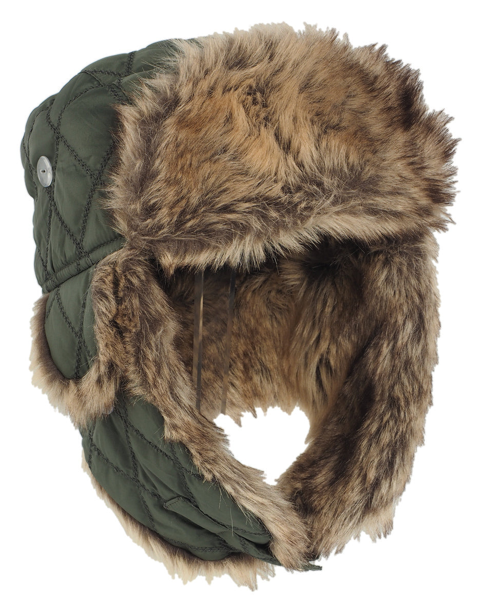 Bonnet d'hiver Mil-Tec en polyester doublé fourrure synthétique avec attache menton
