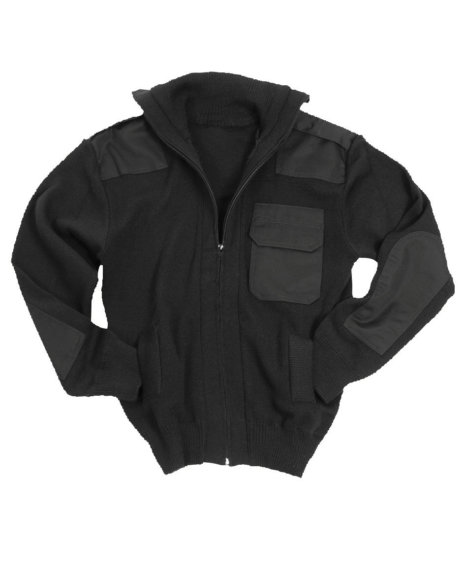 Pull militaire Mil-Tec en laine vierge 80 % renforts coudes et epaules trois poches