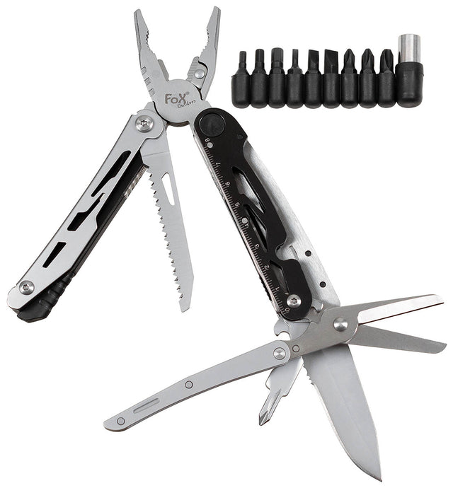 Pince multifonctions Fox Outdoor 7 outils avec ciseaux et jeu de 9 embouts