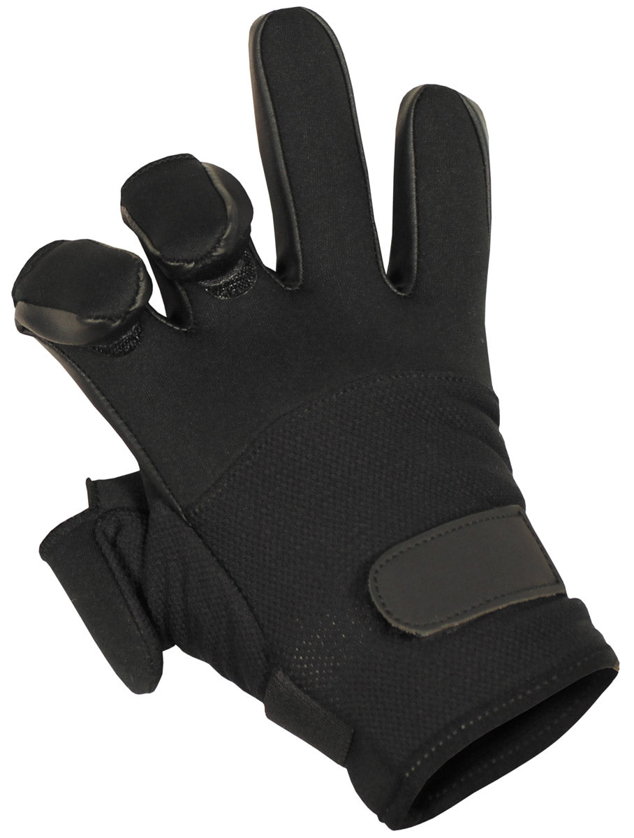 Gants néoprène MFH Mesh fins à trois doigts rabattables et bonne sensibilité tactile