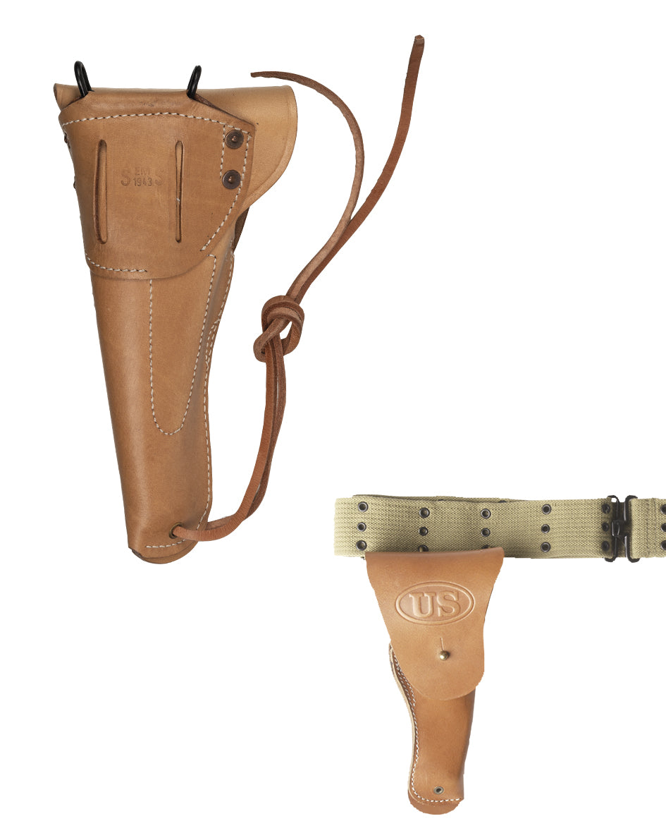 Holster à port apparent Mil-Tec type US M12 en cuir de buffle pour port au ceinturon
