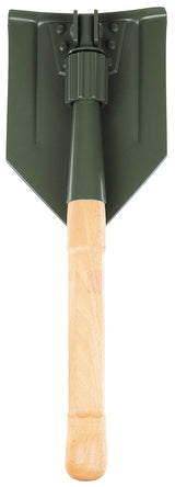 Pelle pliante type suisse MFH 2 pièces acier 2,3 mm manche bois 61 cm