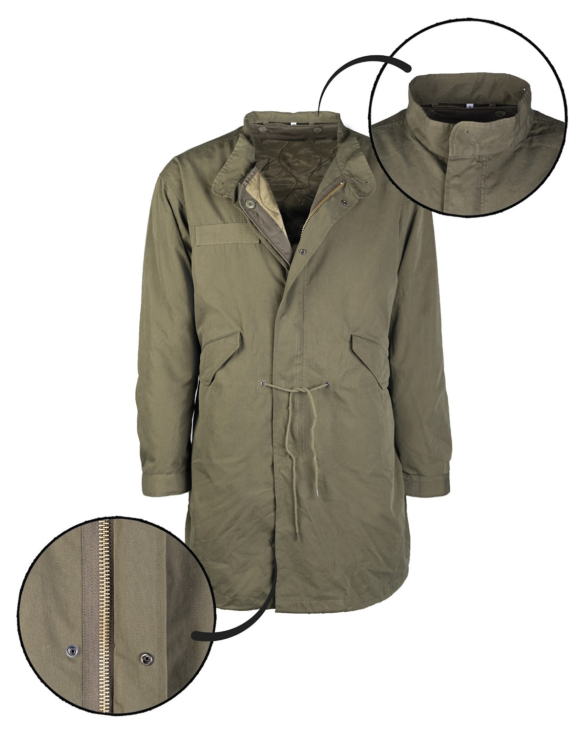 Parka Mil-Tec type US M65 en coton et nylon avec doublure ouatée 120 g/m² déboutonnable