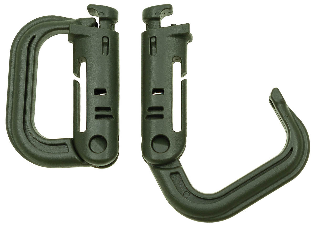 Mousquetons MOLLE MFH en polyoxyméthylène verrouillables, lot de 2, 5,5 x 4 cm