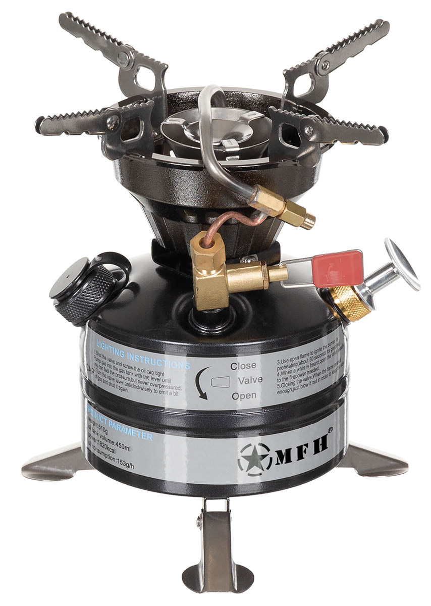 Réchaud à essence type US MFH 2117 W réservoir 450 ml avec pompe et allumage rapide
