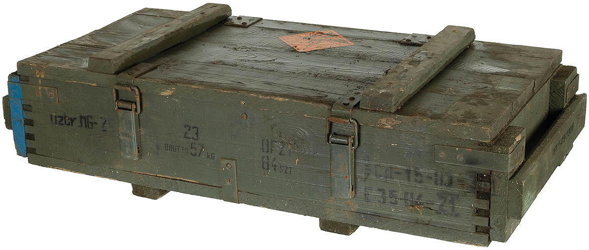 Caisse en bois de 74 x 34 x 13 cm, surplus d'occasion pour le transport et le rangement