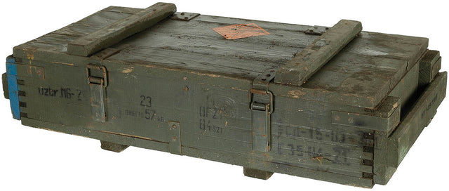 Caisse en bois de 74 x 34 x 13 cm, surplus d'occasion pour le transport et le rangement