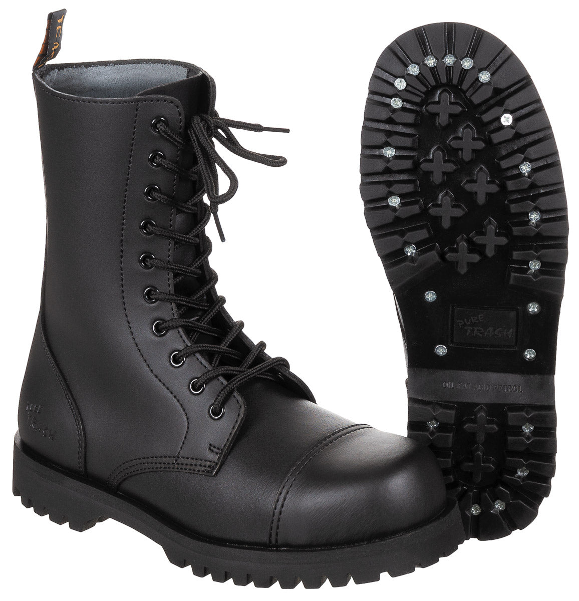 Rangers de sécurité Pure Trash 10 œillets à coque acier, cuir doublé cuir, tige 26 cm