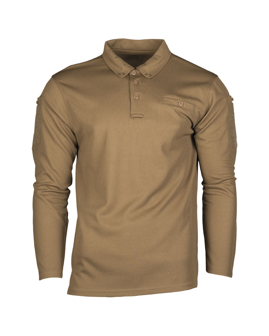 Polo tactique manches longues Mil-Tec en polyester à séchage rapide avec poches de bras