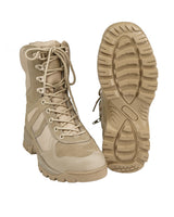 Chaussures d'intervention Mil-Tec Patrol cuir et polyester glissière intérieure 9 œillets