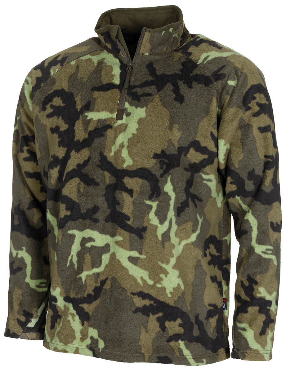 Pull Troyer MFH en micropolaire 200 g/m² col montant à glissière et protège-menton
