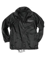Veste coupe-vent Mil-Tec Security en nylon avec capuche intégrée et écusson amovible