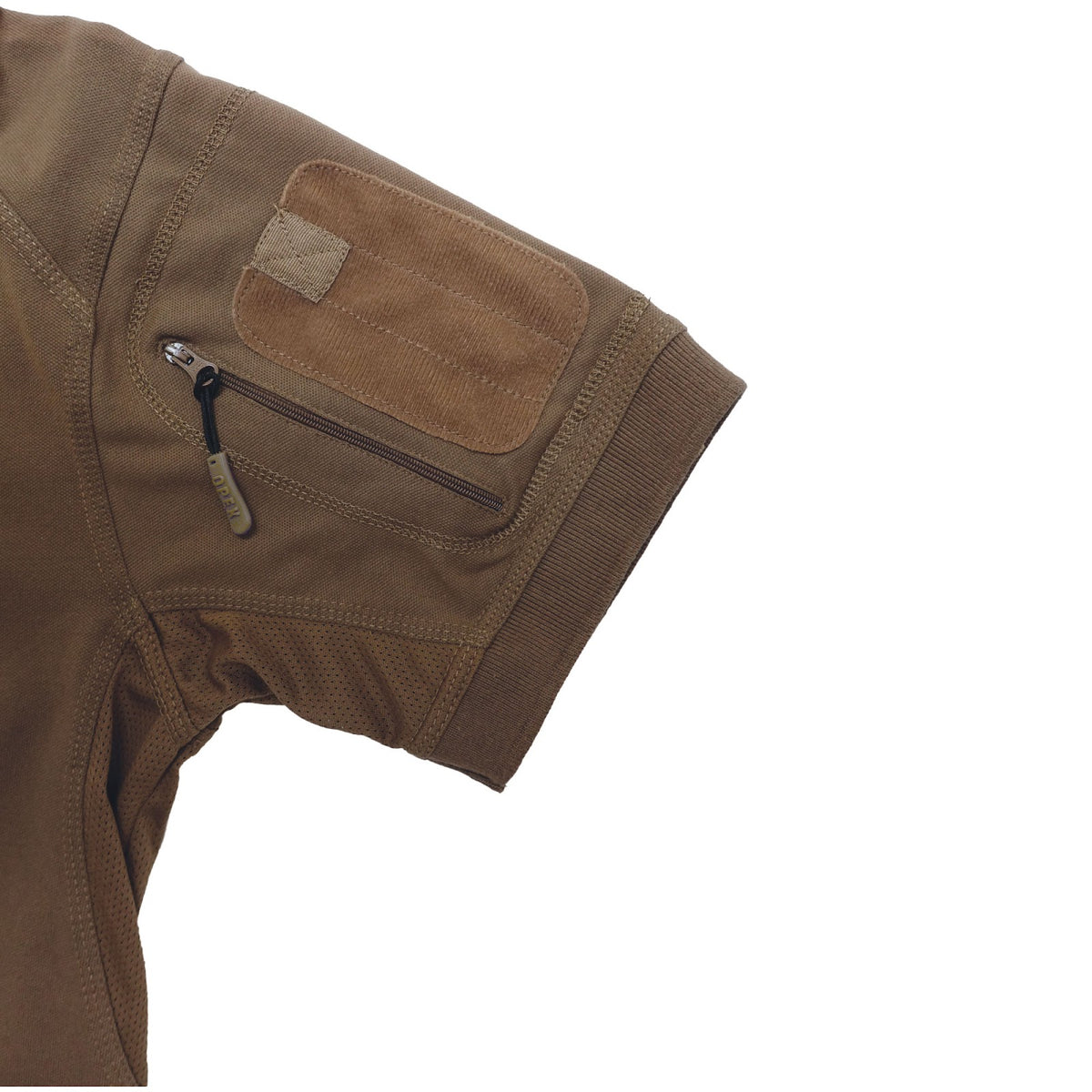 Polo tactique col à glissière coton polyester élasthanne deux poches de manche