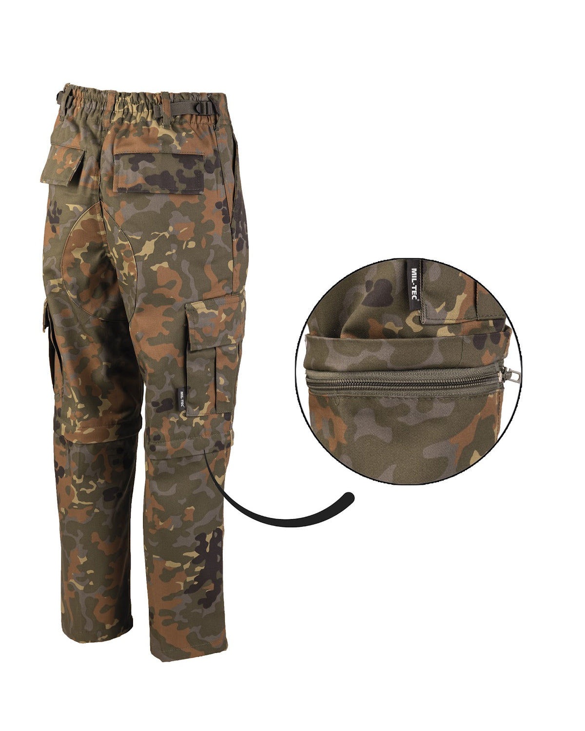 Pantalon de combat enfant type BDU Mil-Tec polycoton jambes amovibles fond renforcé
