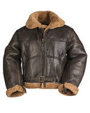 Blouson aviateur type RAF Mil-Tec en peau lainée d'agneau avec demi-ceinture à boucle laiton